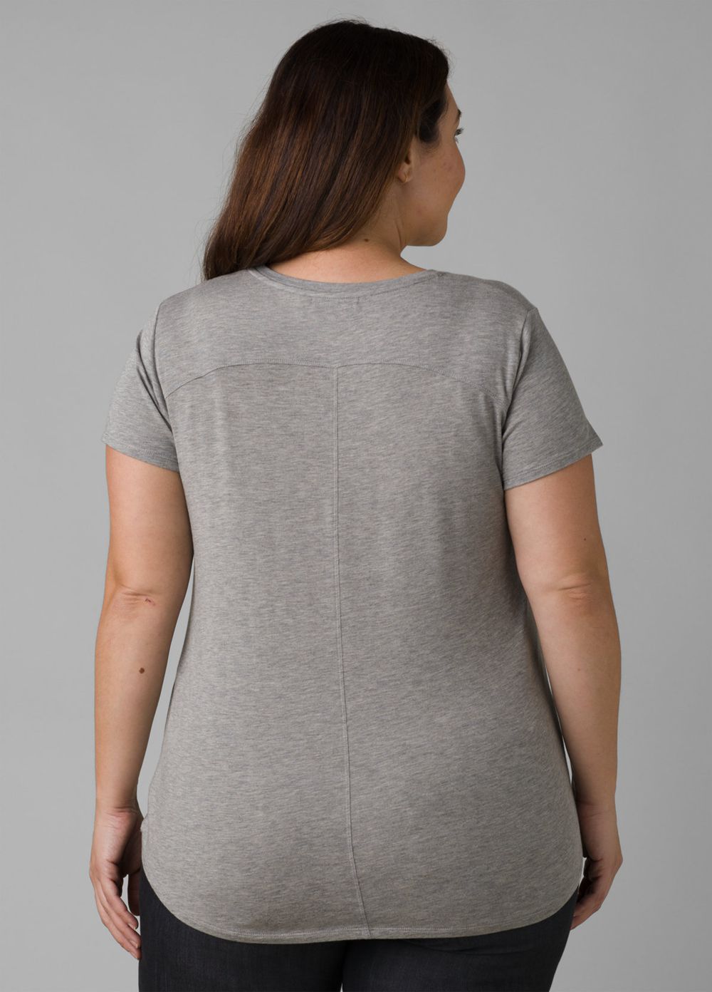 Grey Women's PrAna Foundation Short Sleeve Plus T-Shirts | MBZAQK793