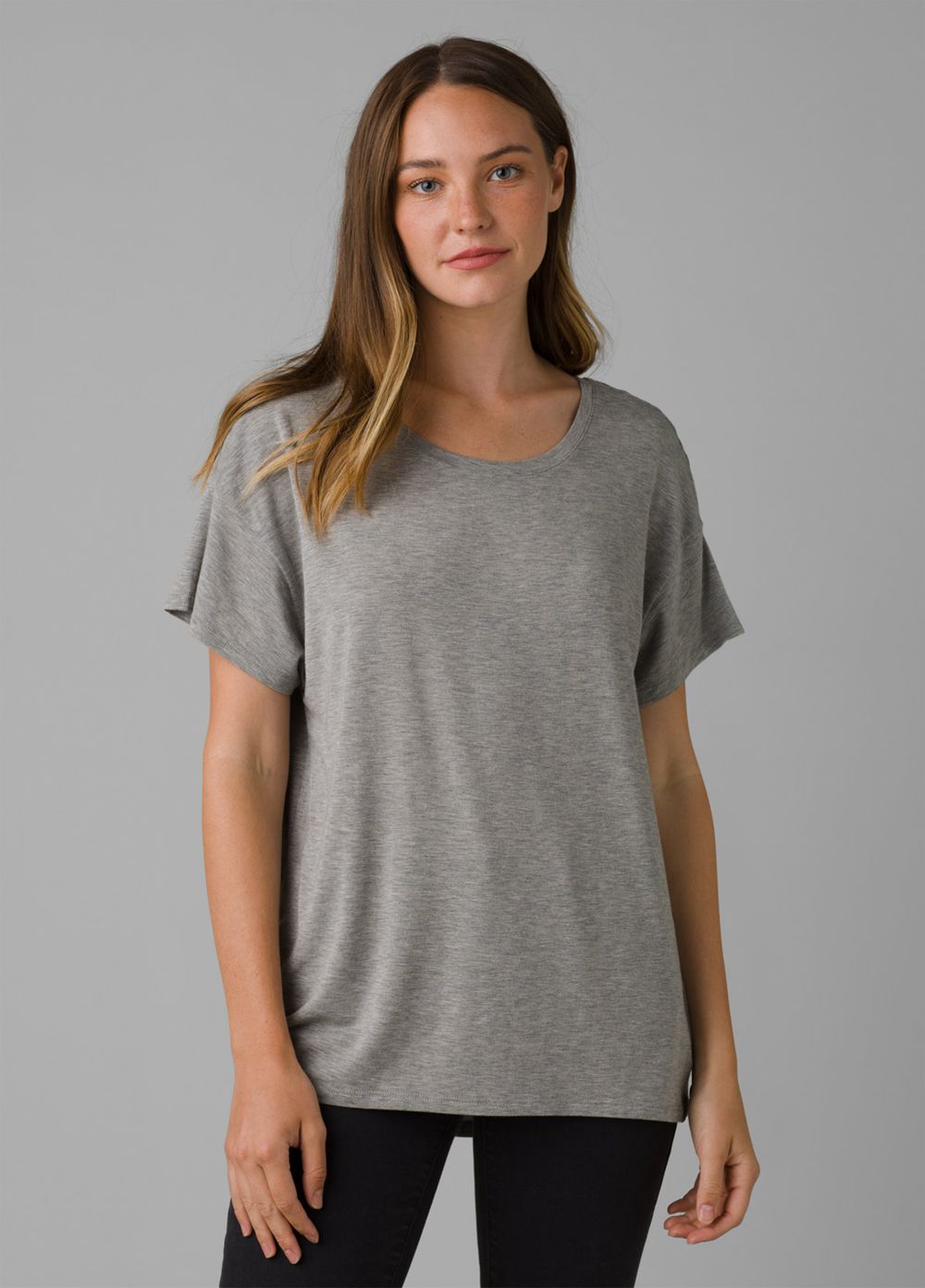 Grey Women's PrAna Foundation Slouch T-Shirts | FIOZPU385