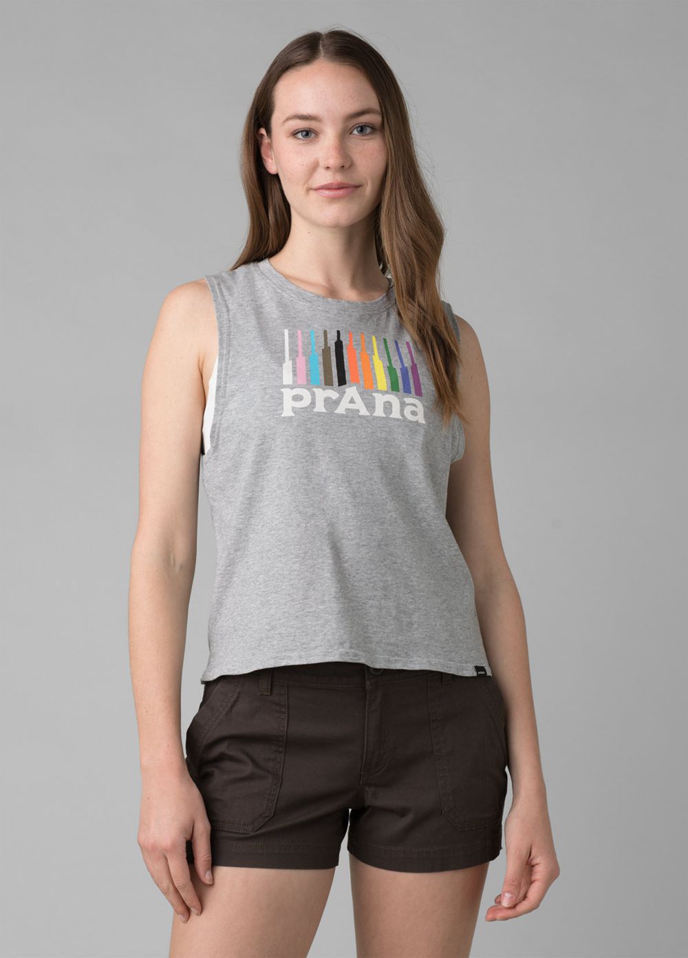 Grey Women\'s PrAna Organic Graphic Sleeveless Tank Top | IKSLYE247