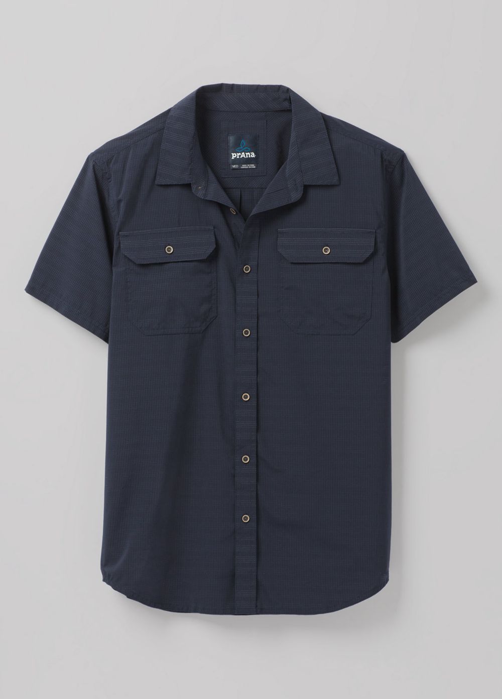 Navy Men's PrAna Cayman Shirts | KIPAYF708