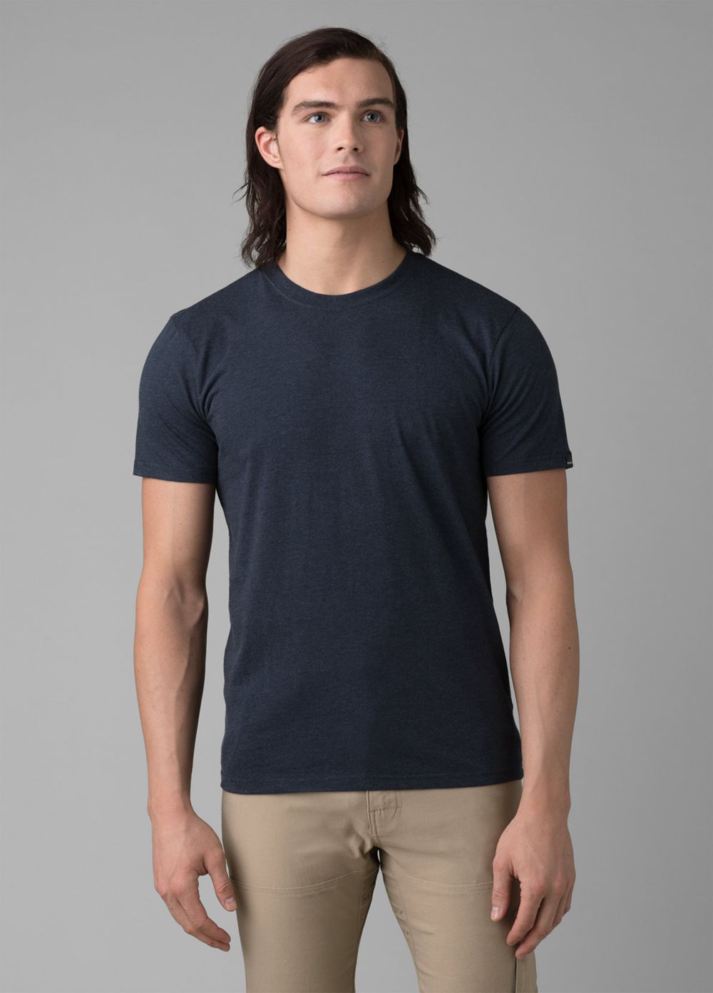 Navy Men\'s PrAna Crew T-Shirts | NXCTJZ384