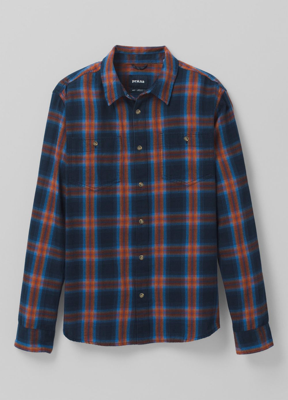 Navy Men's PrAna Dolberg Flannel Shirts | LMGVUN430