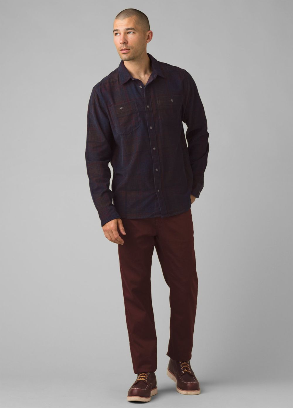 Navy Men's PrAna Dooley Long Sleeve Shirts | UGFCZQ607