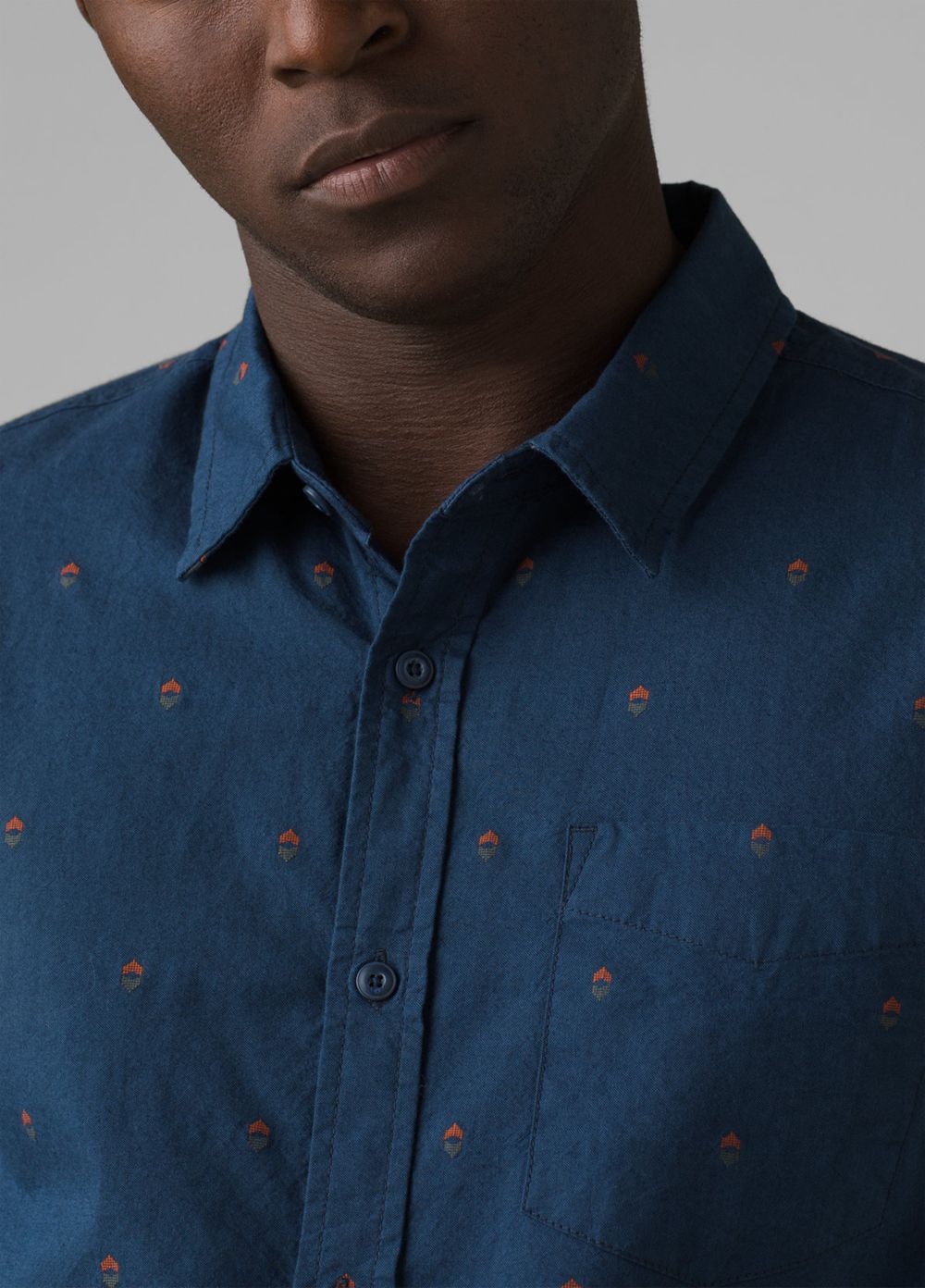 Navy Men's PrAna Lewisville Shirts | JTCKUE793