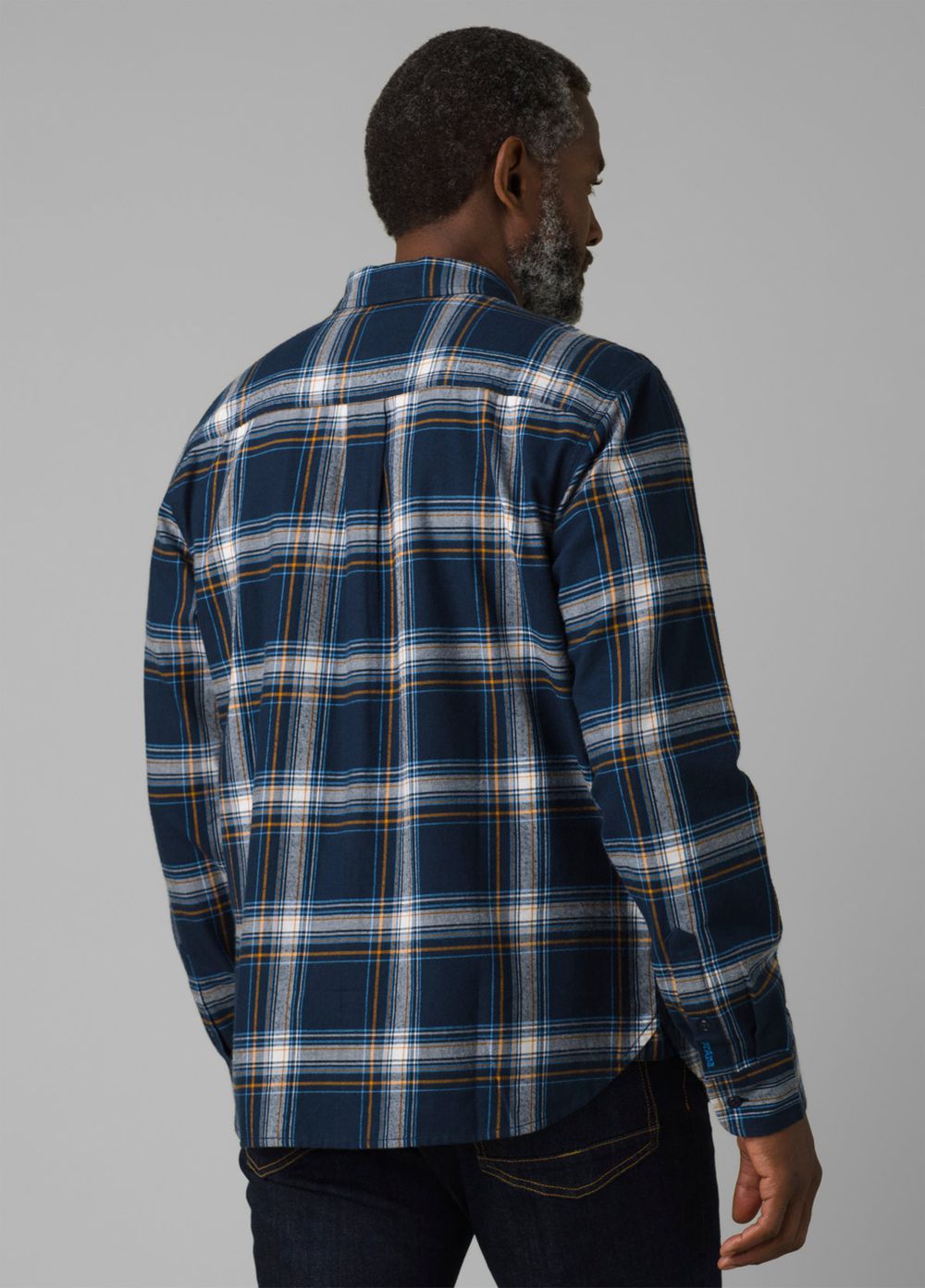 Navy Men's PrAna Los Feliz Flannel Shirts | WPOKAD740