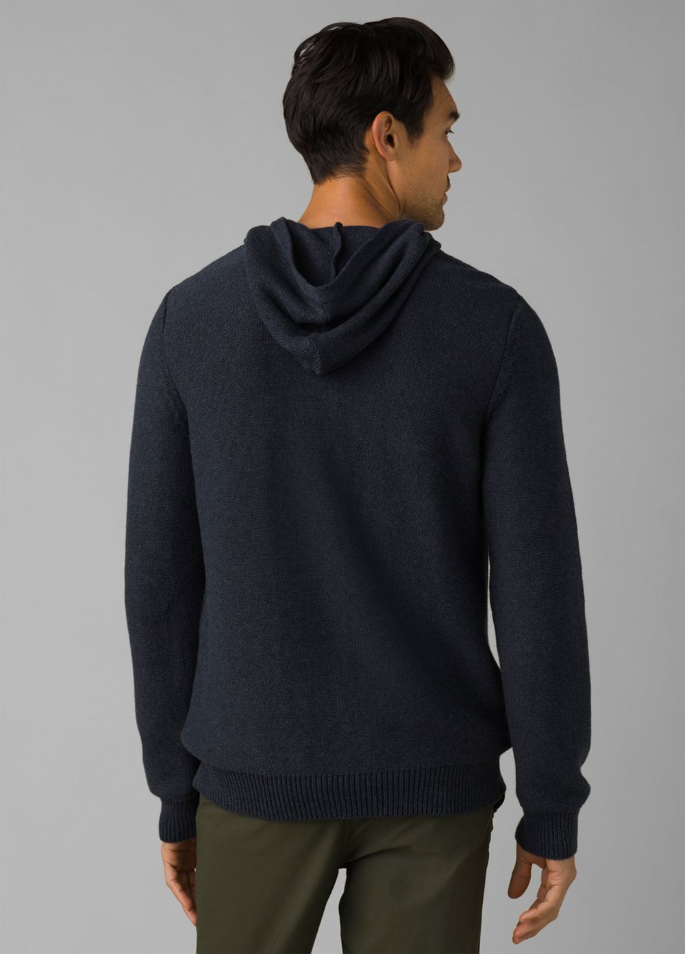 Navy Men's PrAna North Loop Hooded Sweaters | ZHPYMK470