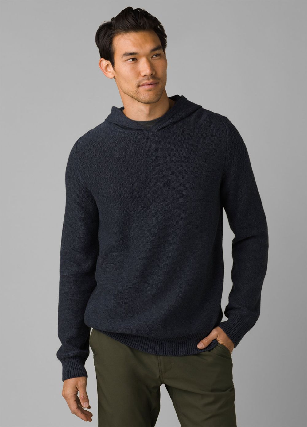 Navy Men\'s PrAna North Loop Hooded Sweaters | ZHPYMK470