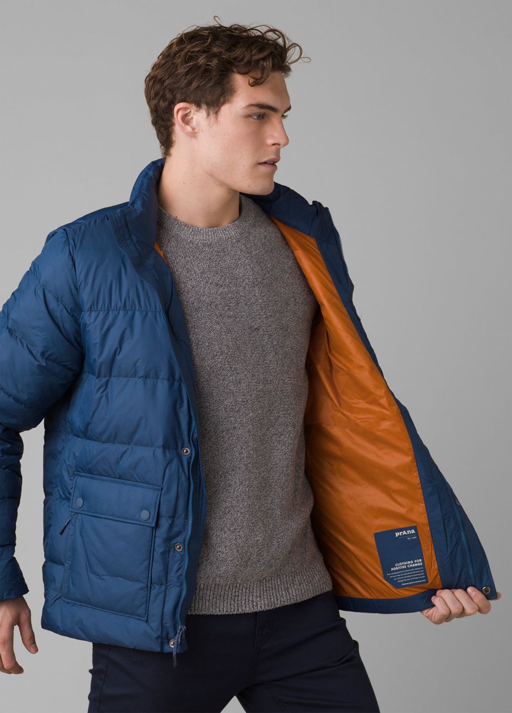 Navy Men's PrAna North Palisade Jackets | CXAPRJ476