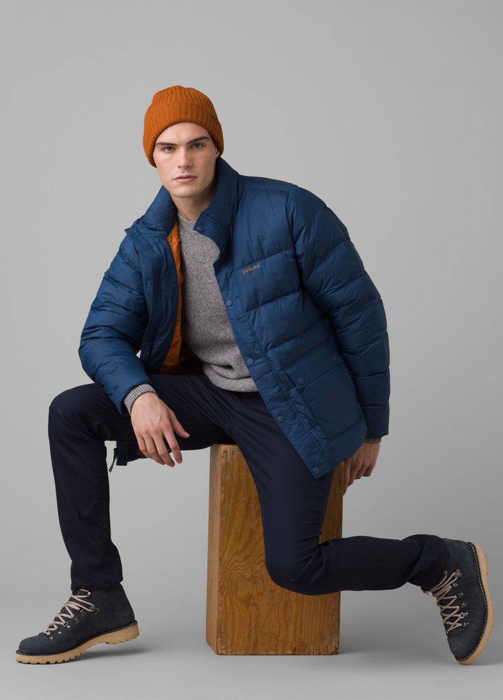 Navy Men's PrAna North Palisade Jackets | CXAPRJ476