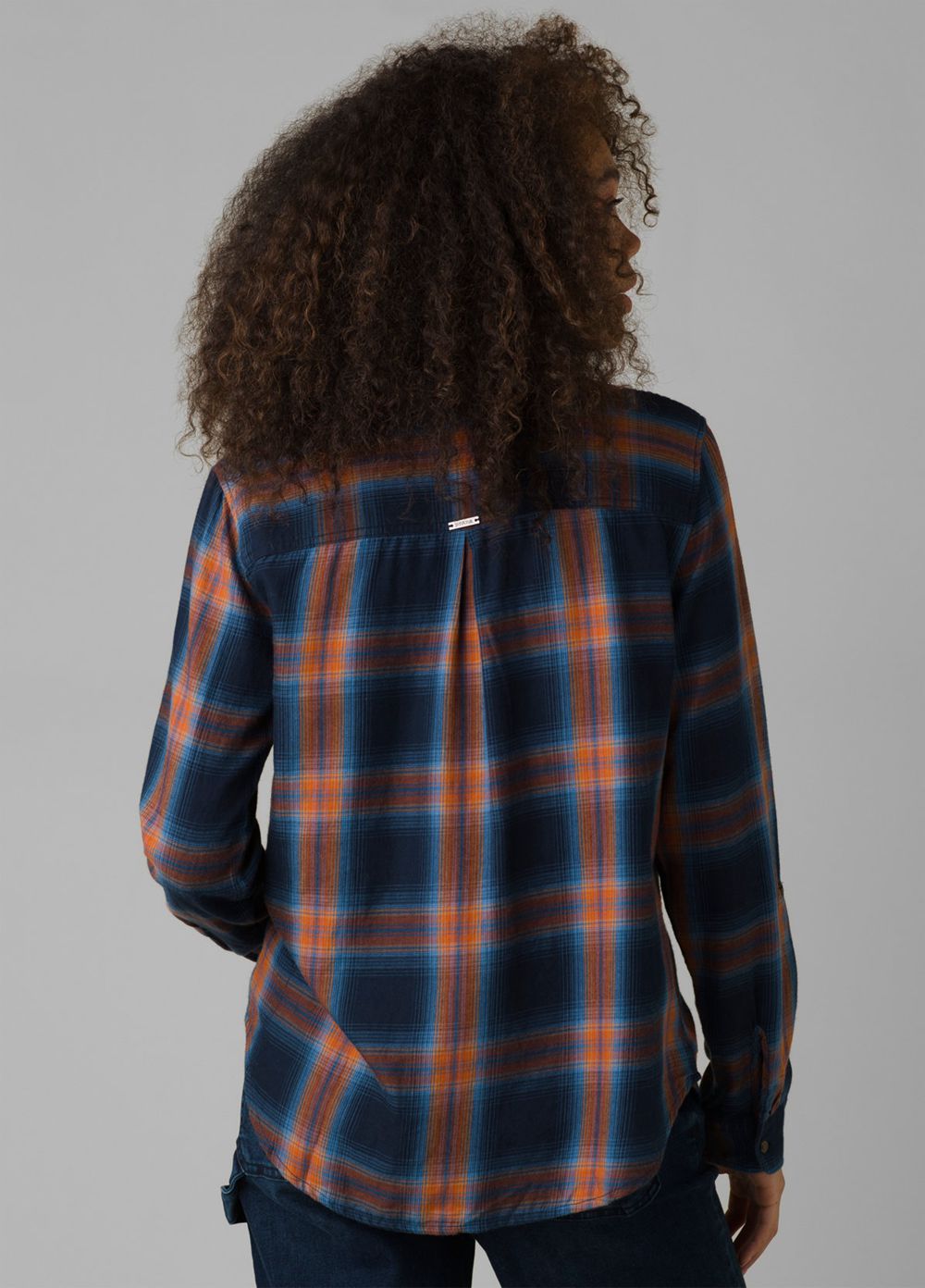 Navy Women's PrAna Alfie Flannel Shirts | WKTJLS962