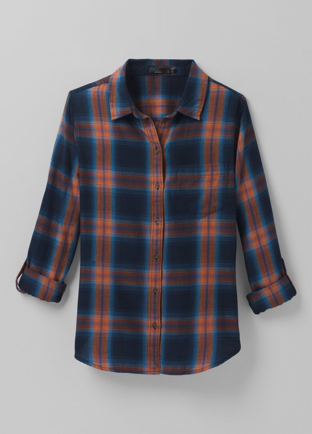 Navy Women's PrAna Alfie Flannel Shirts | WKTJLS962