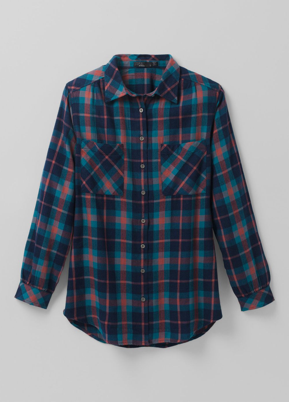 Navy Women's PrAna Beezly Flannel Shirts | XWFDAN062