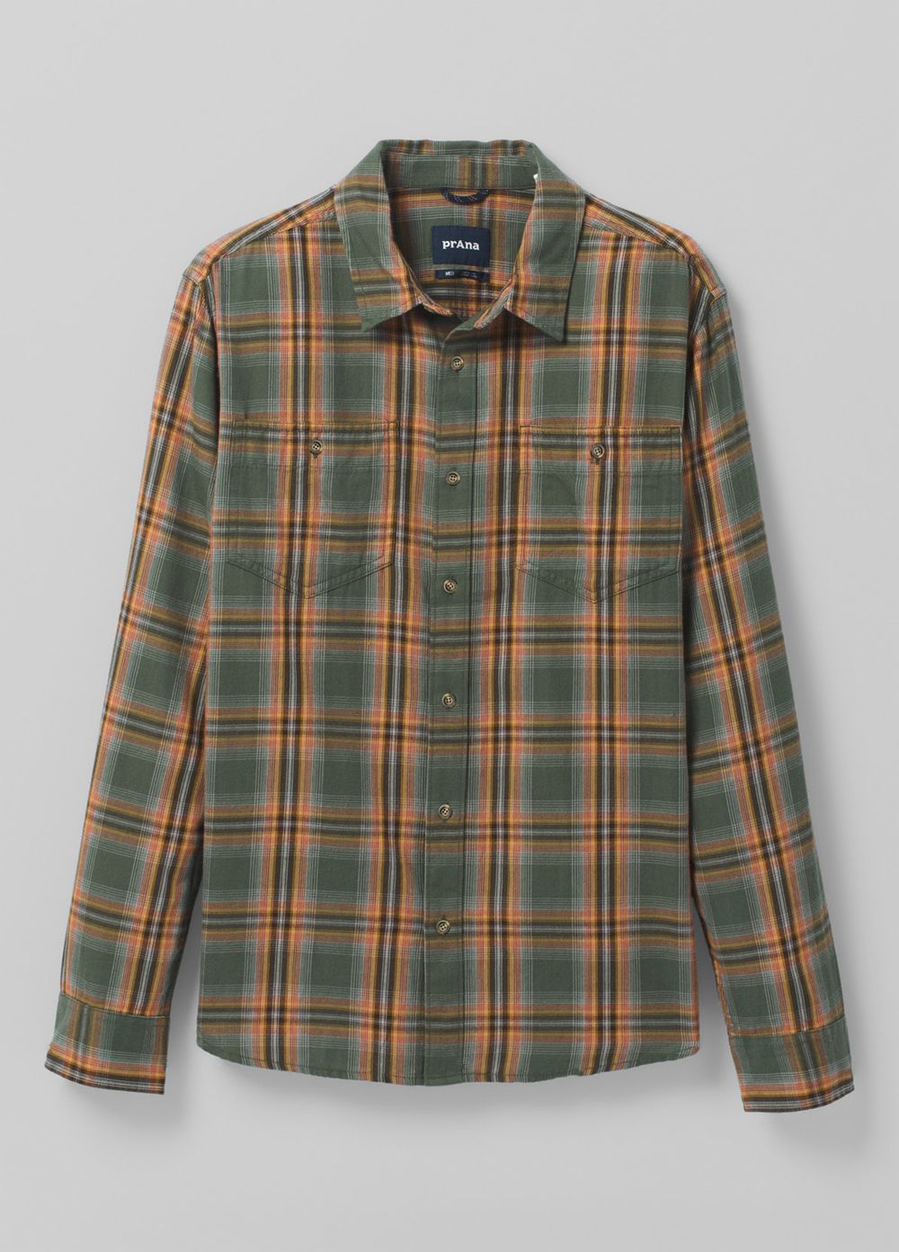 Olive Men's PrAna Dolberg Flannel Shirts | SQCZIY945