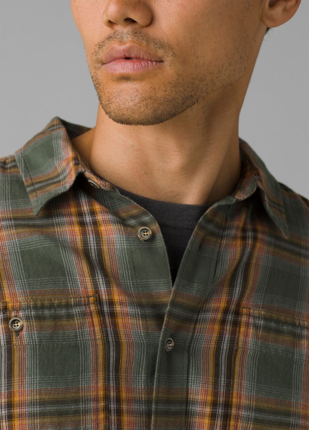 Olive Men's PrAna Dolberg Flannel Tall Shirts | OGNYDK079