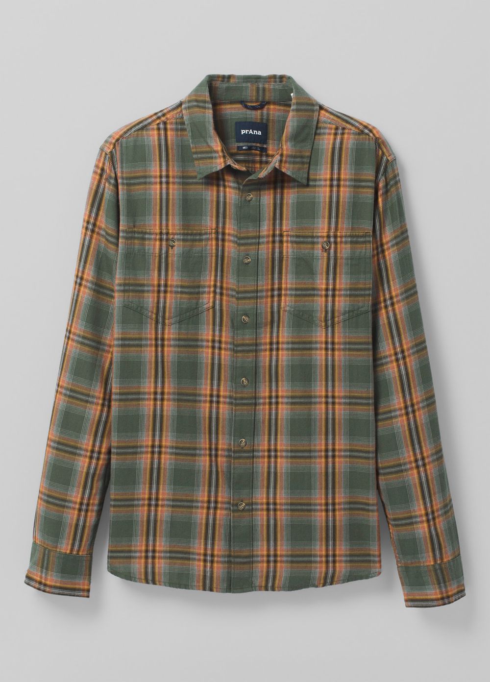 Olive Men's PrAna Dolberg Flannel Tall Shirts | OGNYDK079