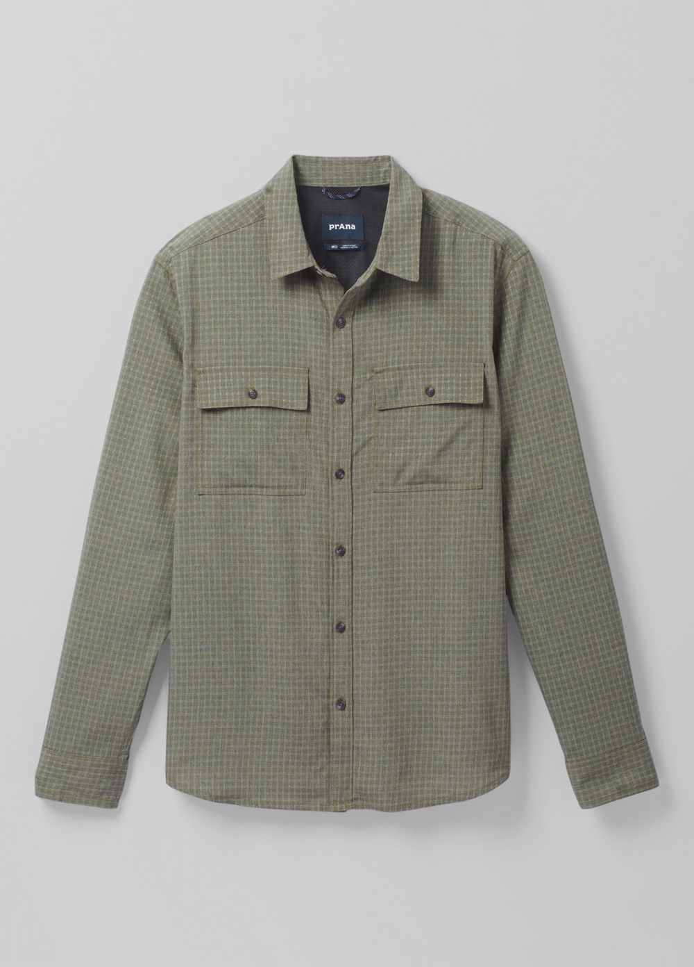 Olive Men's PrAna Garvan Long Sleeve Shirts | CRFKTX450