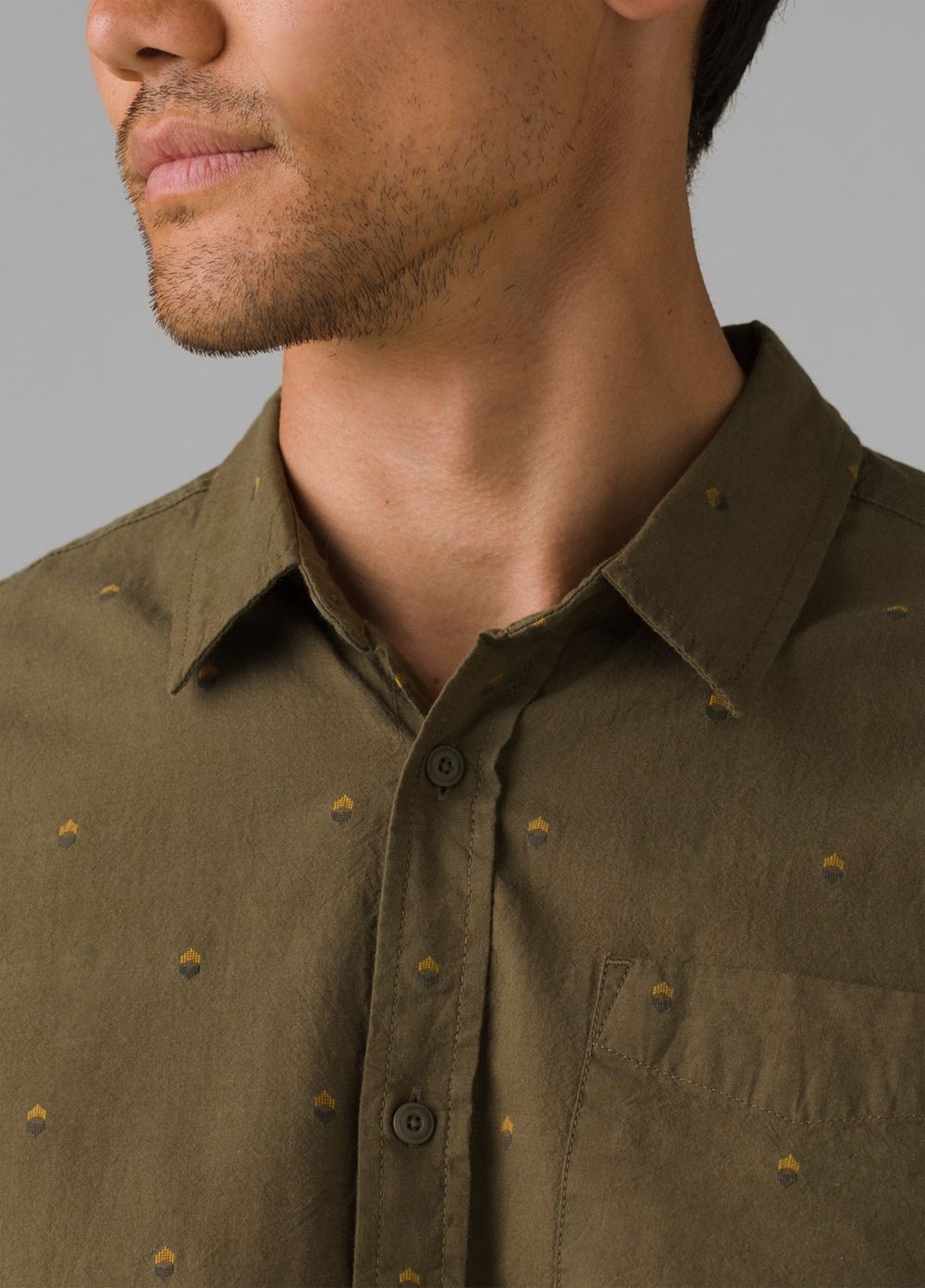 Olive Men's PrAna Lewisville Shirts | UYLIMB876