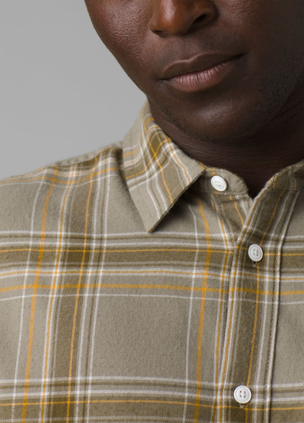 Olive Men's PrAna Los Feliz Flannel Shirts | ERVYDL260