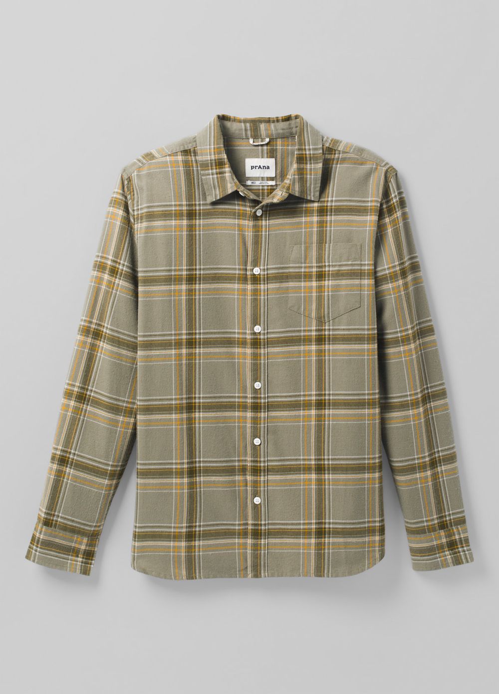 Olive Men's PrAna Los Feliz Flannel Shirts | ERVYDL260