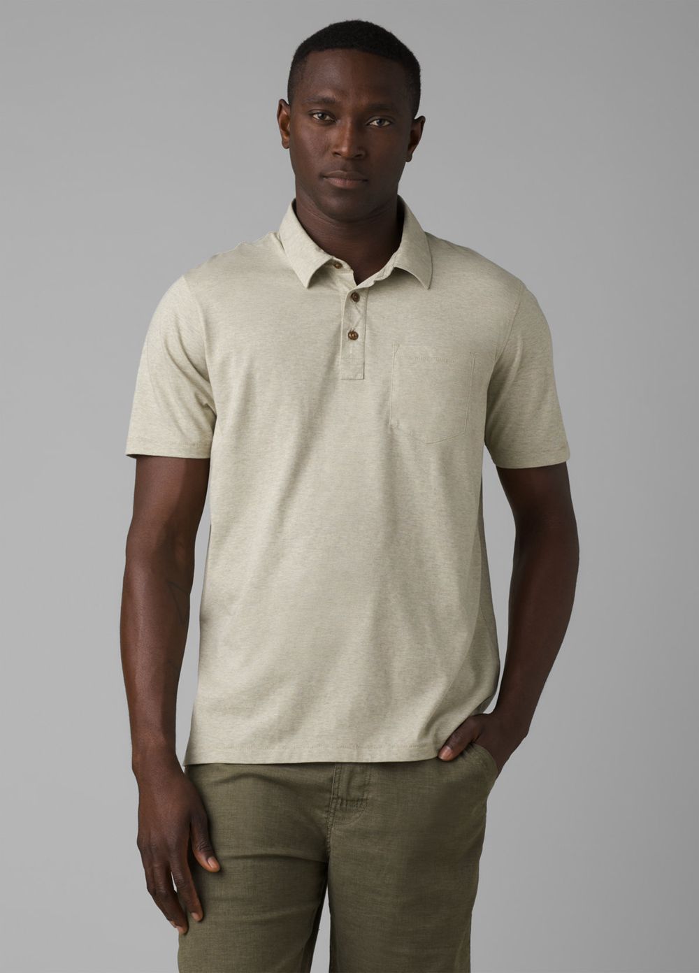 Olive Men\'s PrAna Polo Shirts | YXQZSF340