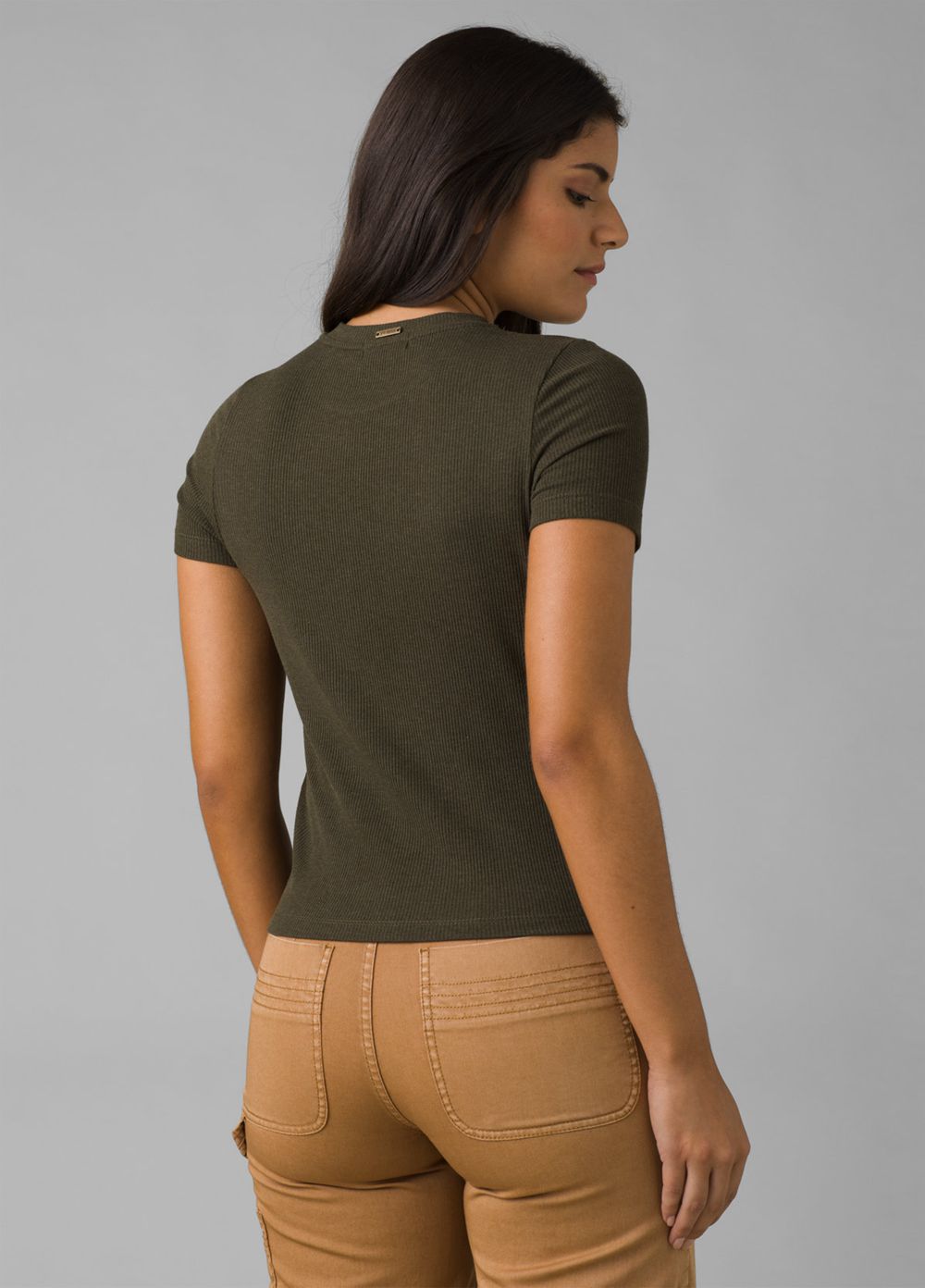 Olive Women's PrAna Foundation Rib T-Shirts | EFPVMQ096