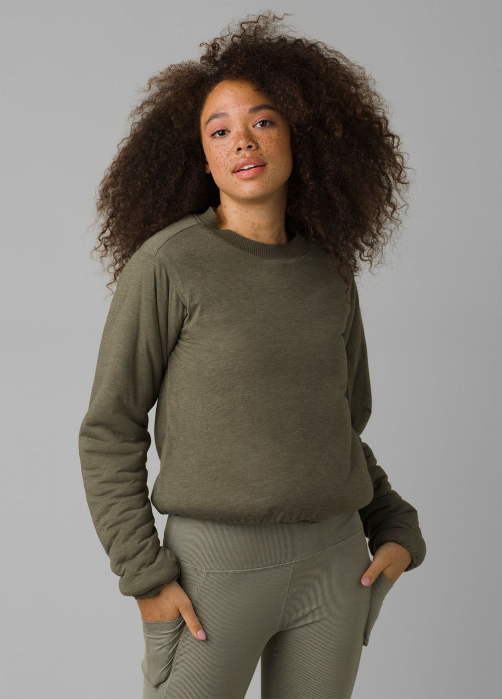 Olive Women's PrAna Polar Escape Sweatshirt | ZNPIEY097