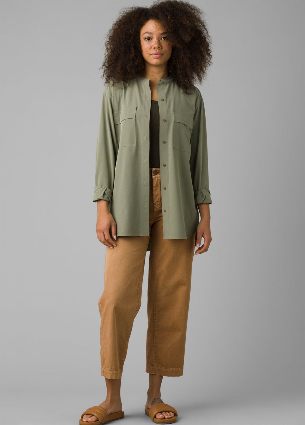 Olive Women's PrAna Railay Tunic Shirts | RUXGJM705