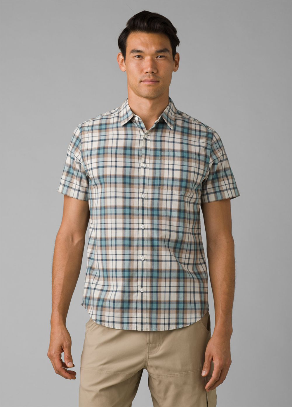 Turquoise Men\'s PrAna Groveland Shirts | MGOYCA217