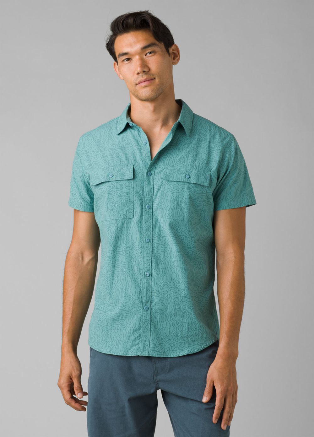 Turquoise Men\'s PrAna Sutherlin Shirts | TWRHAX741