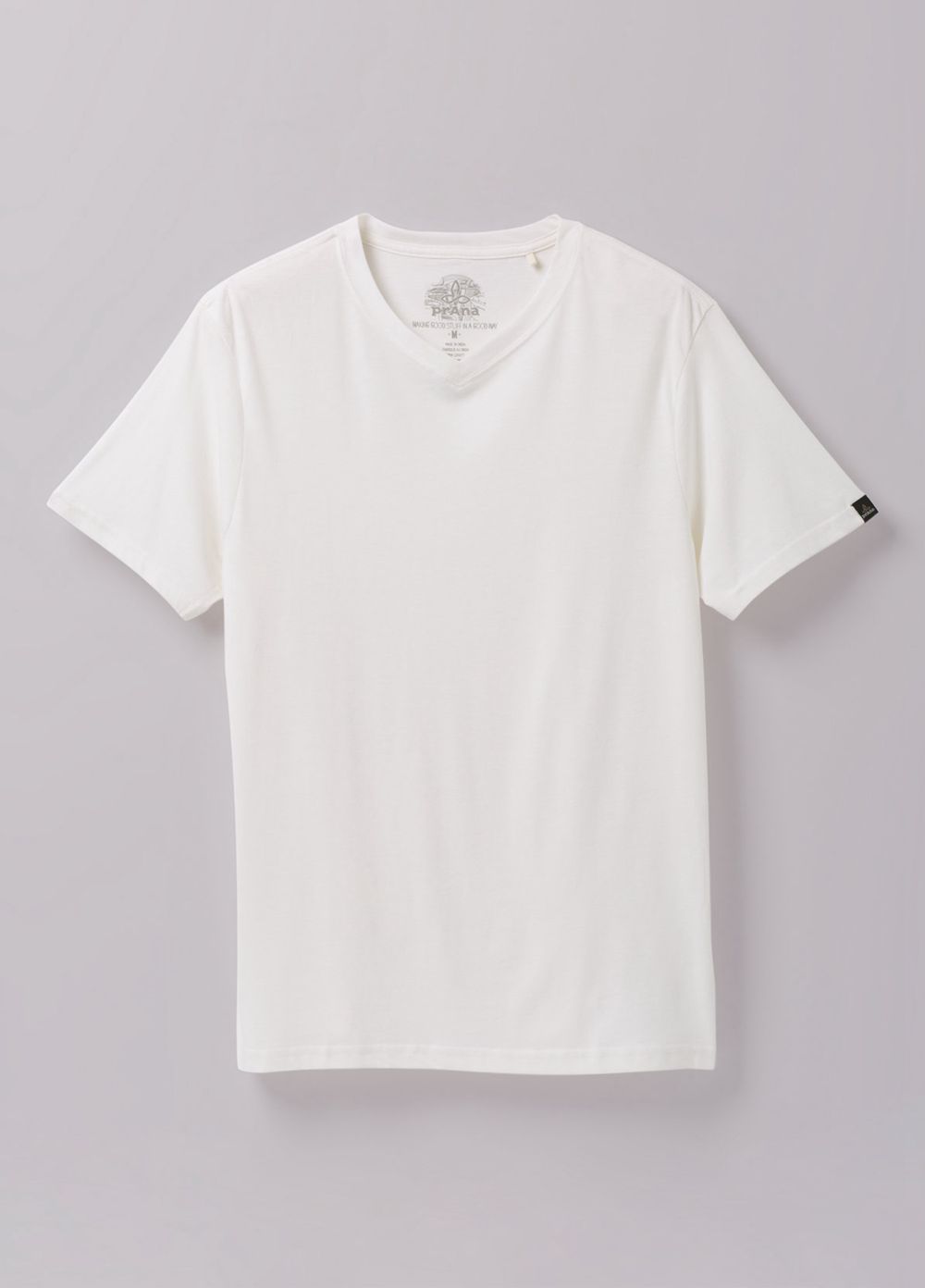 White Men's PrAna V-Neck T-Shirts | IDMESY526