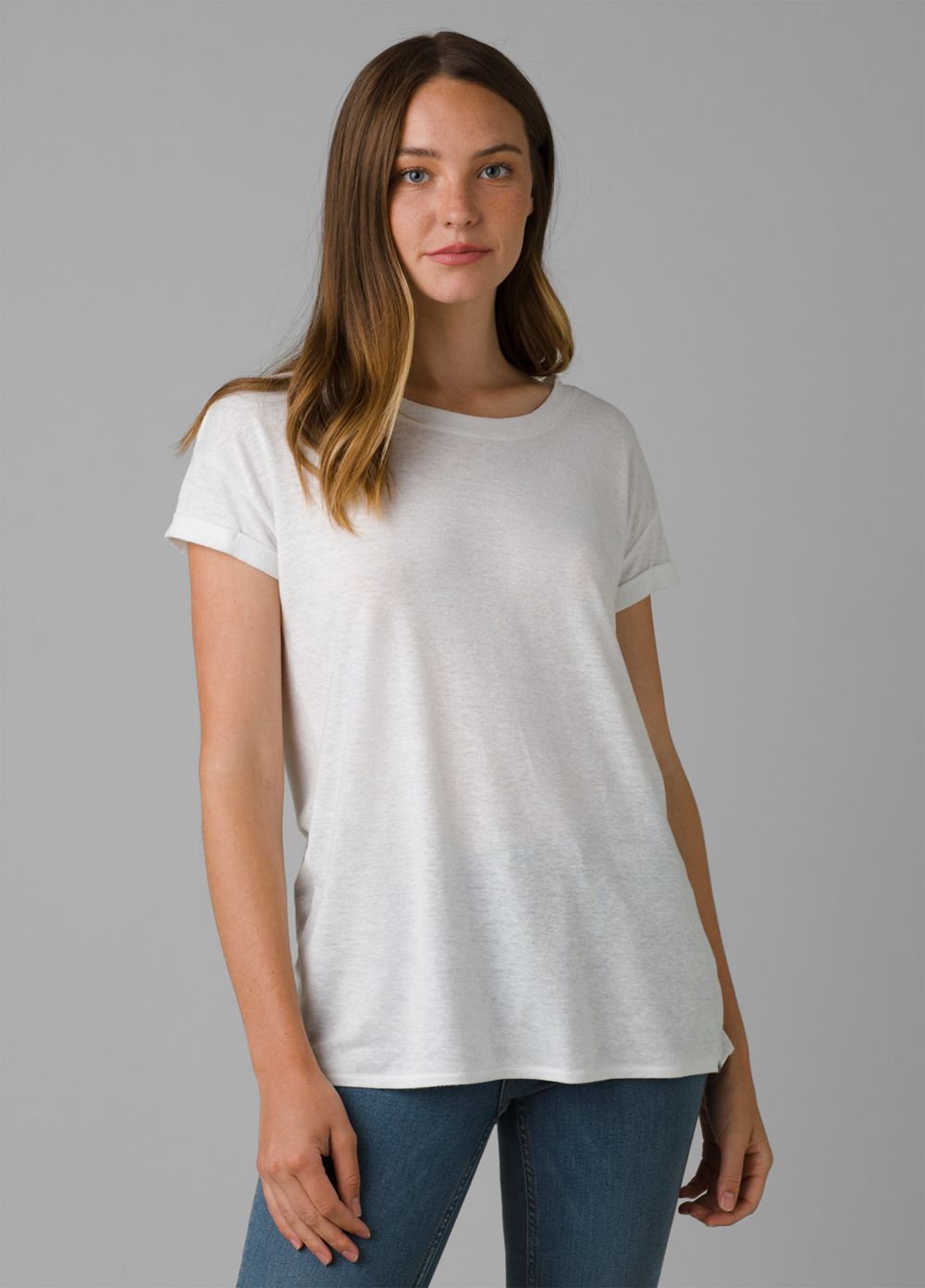 White Women's PrAna Cozy Up T-Shirts | DKHGMX421