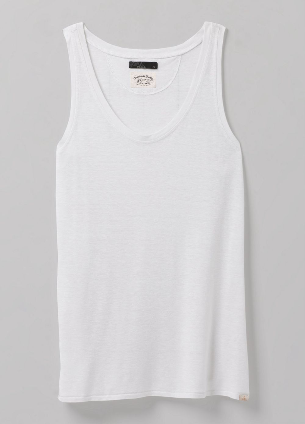 White Women's PrAna Cozy Up Tank Top | BUKFNW278