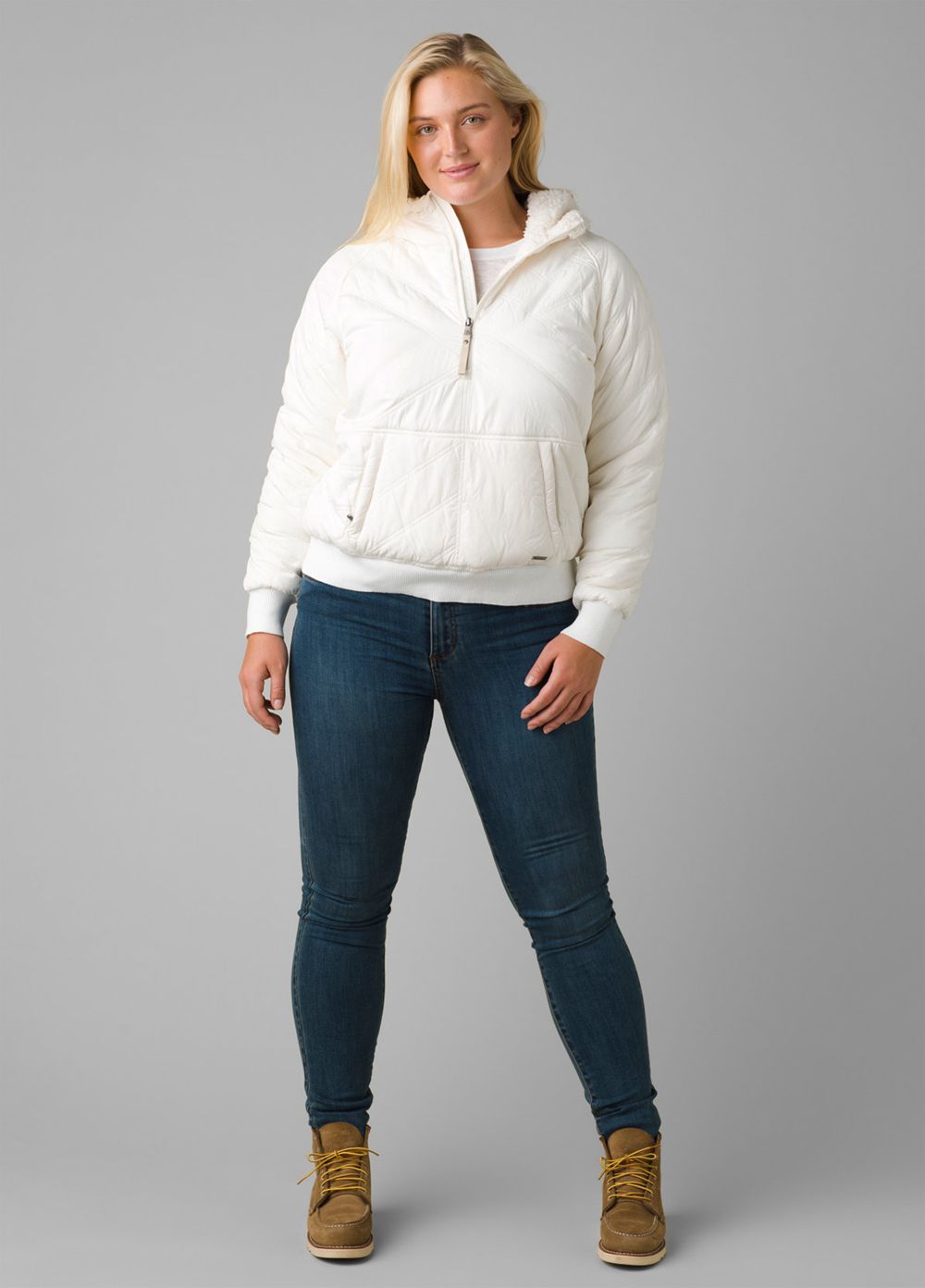 White Women's PrAna Esla Half Zip Pullover Jackets | PRMYIF725