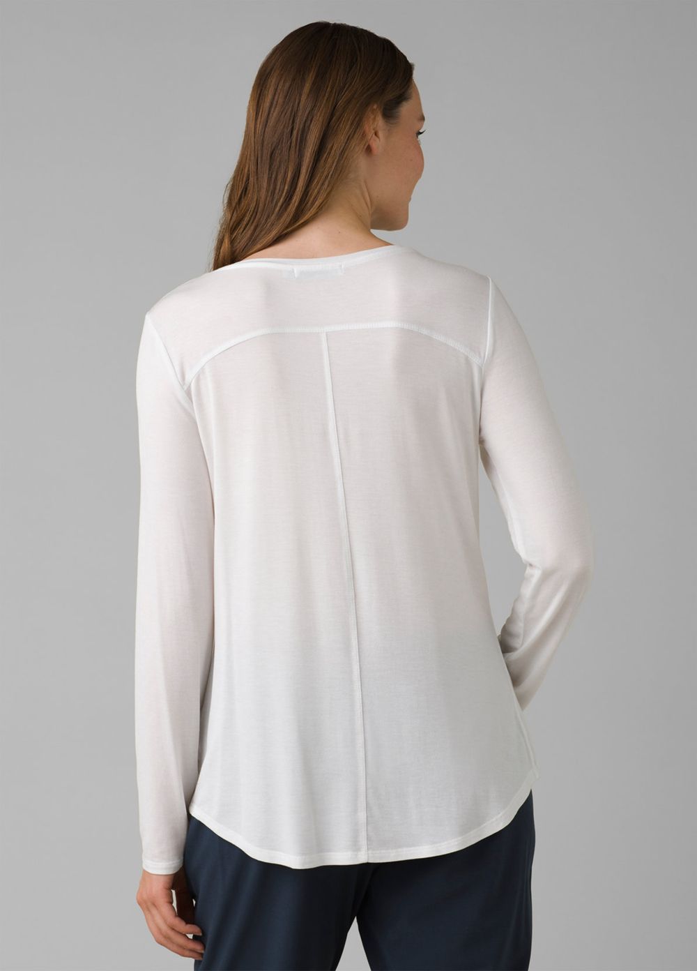 White Women's PrAna Foundation Long Sleeve Crew T-Shirts | TLEIJS439