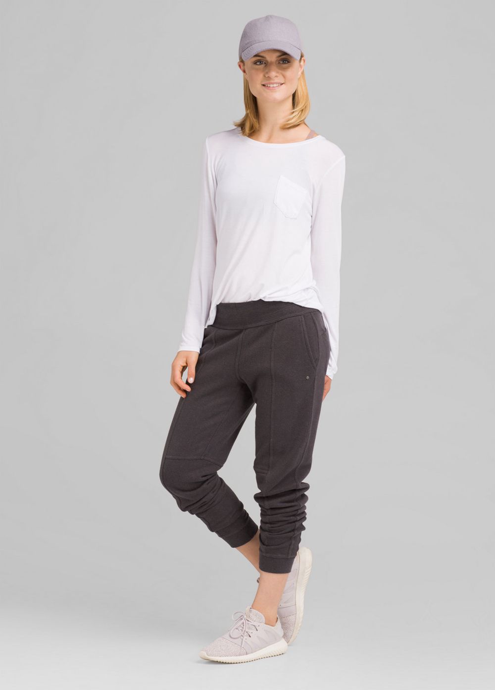 White Women's PrAna Foundation Long Sleeve Crew T-Shirts | TLEIJS439