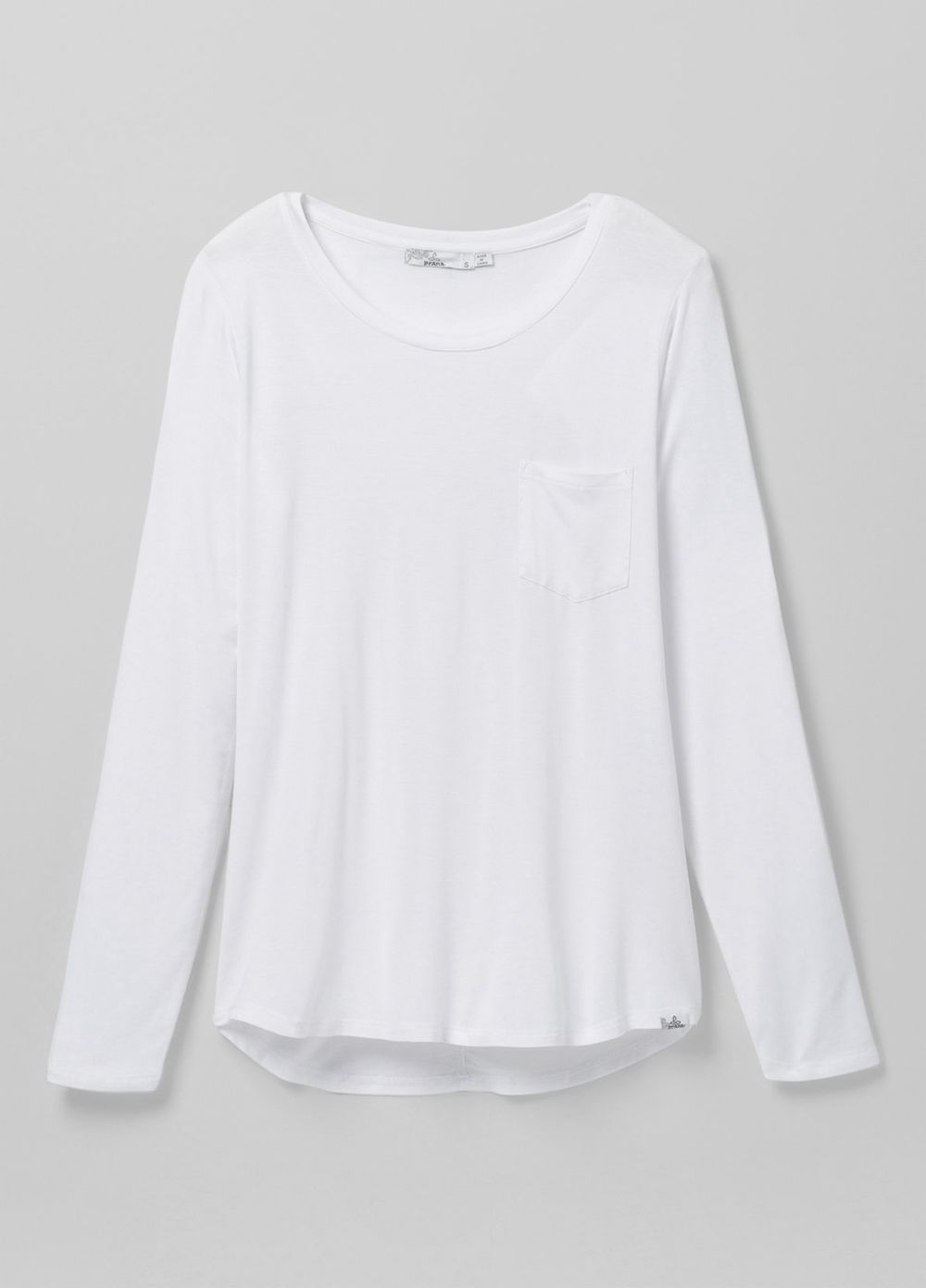 White Women's PrAna Foundation Long Sleeve Crew T-Shirts | TLEIJS439