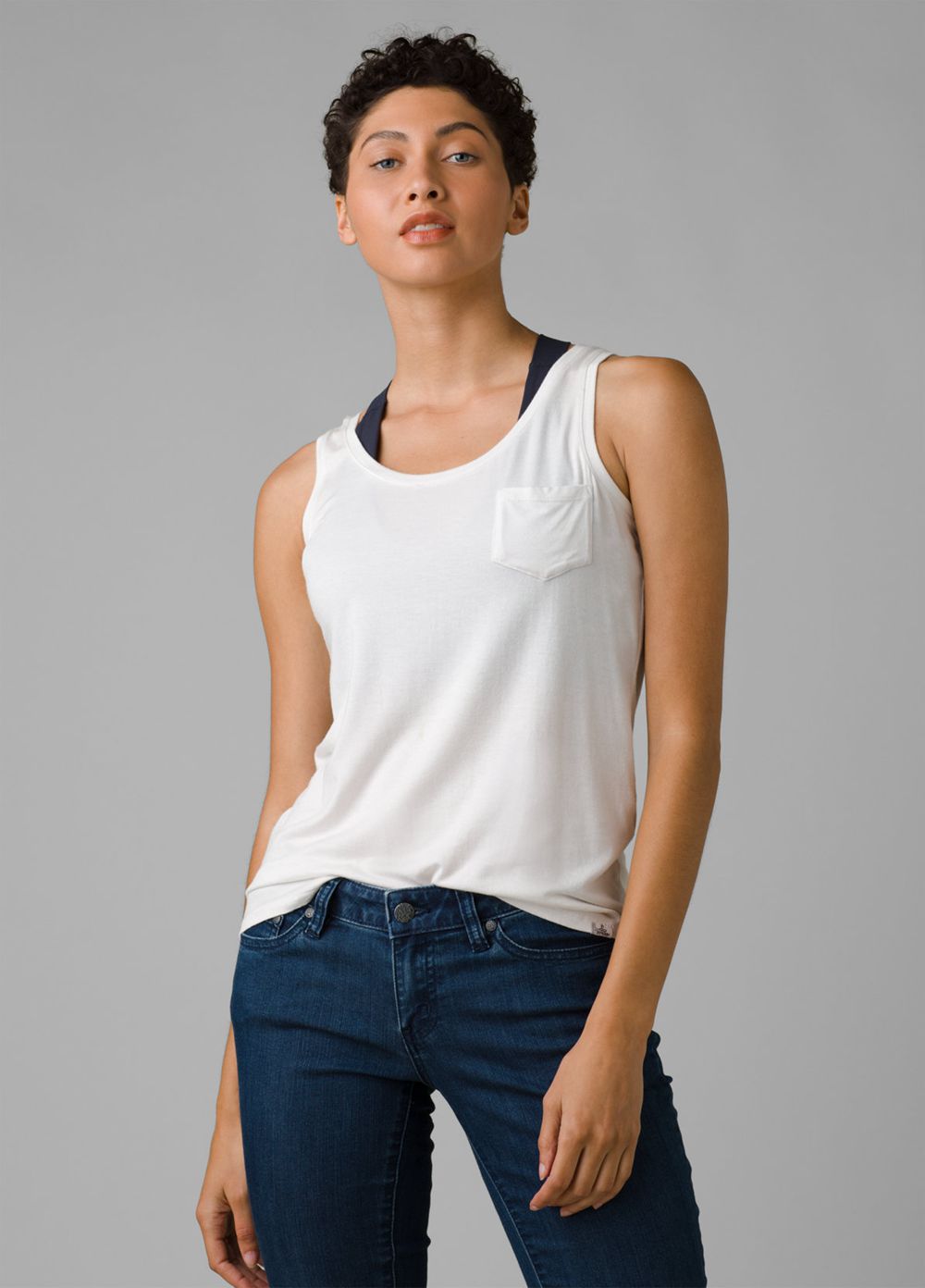 White Women\'s PrAna Foundation Scoop Neck Tank Top | WHDOMY598