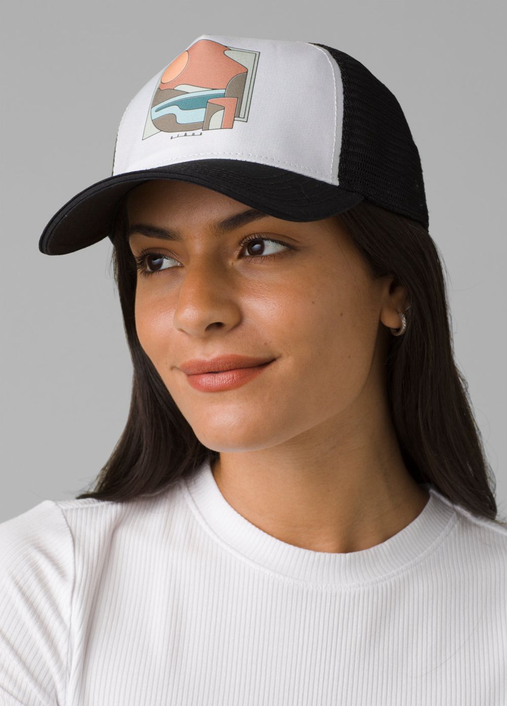 White Women's PrAna La Viva Trucker Hats | HTRQXK297