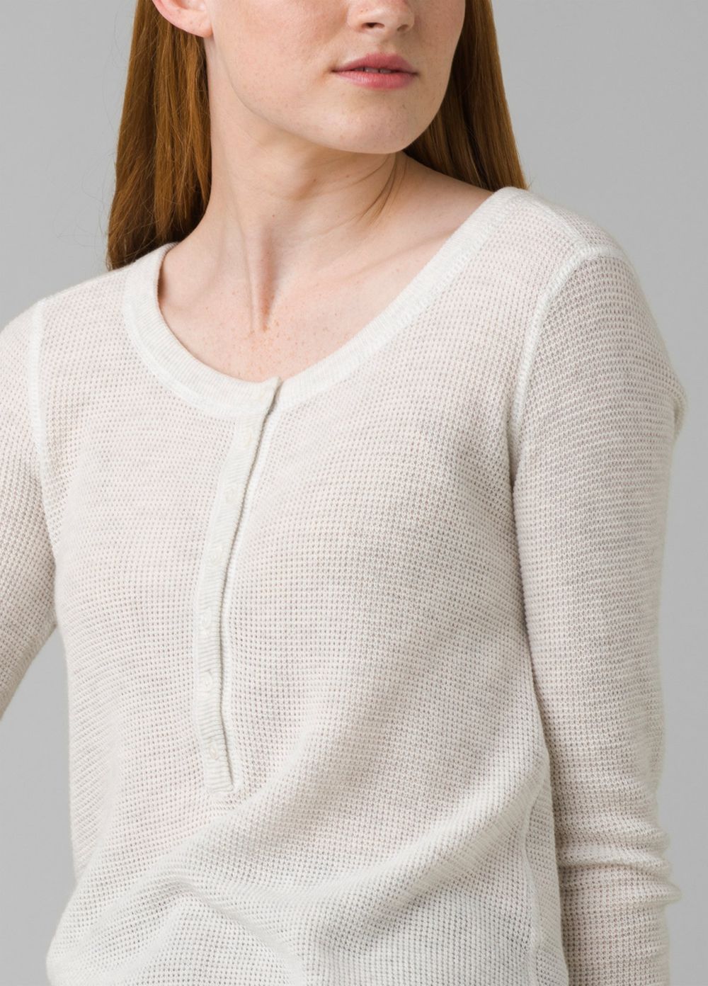 White Women's PrAna Milani Henley Sweaters | DXZWJP462