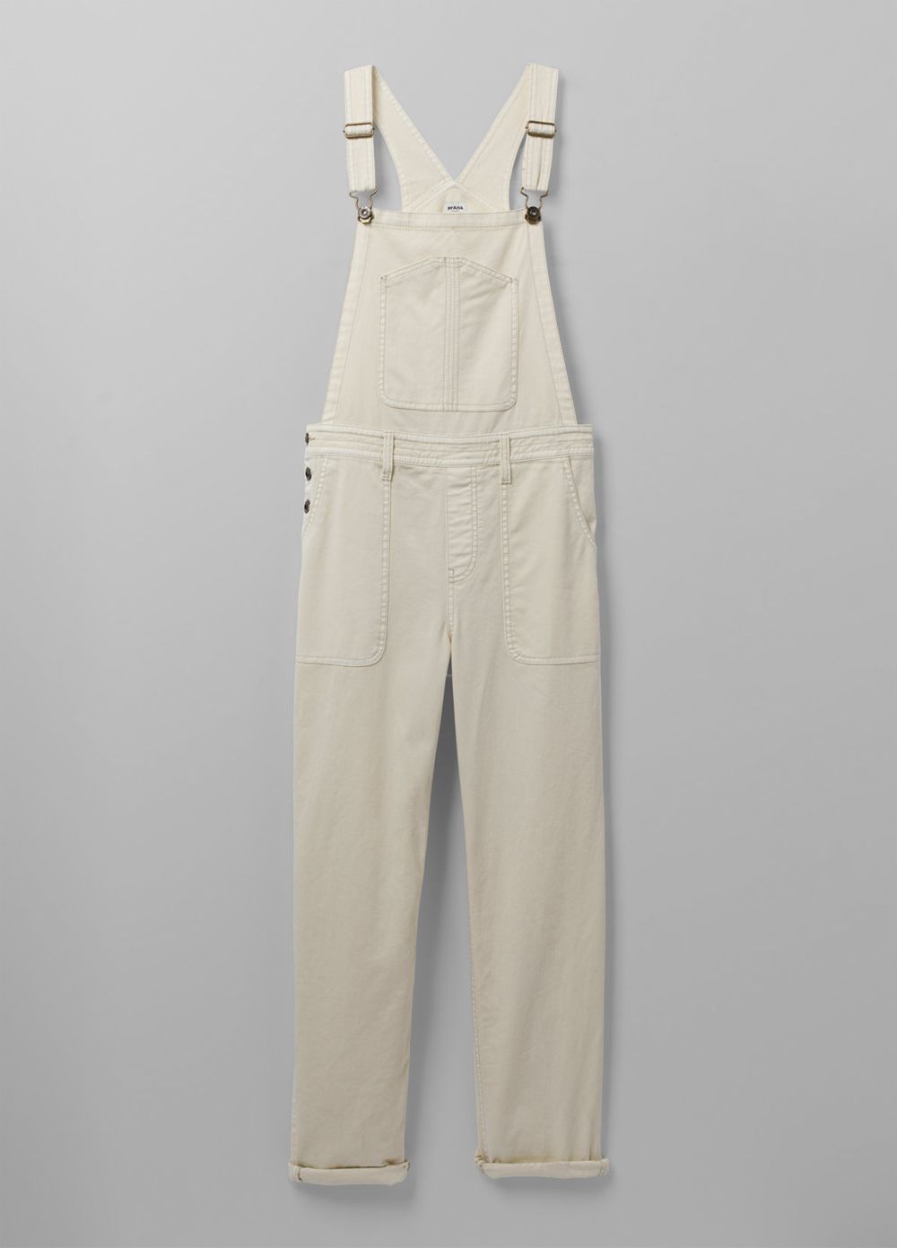 White Women's PrAna Sancho Overalls Pants | UVBLEH342