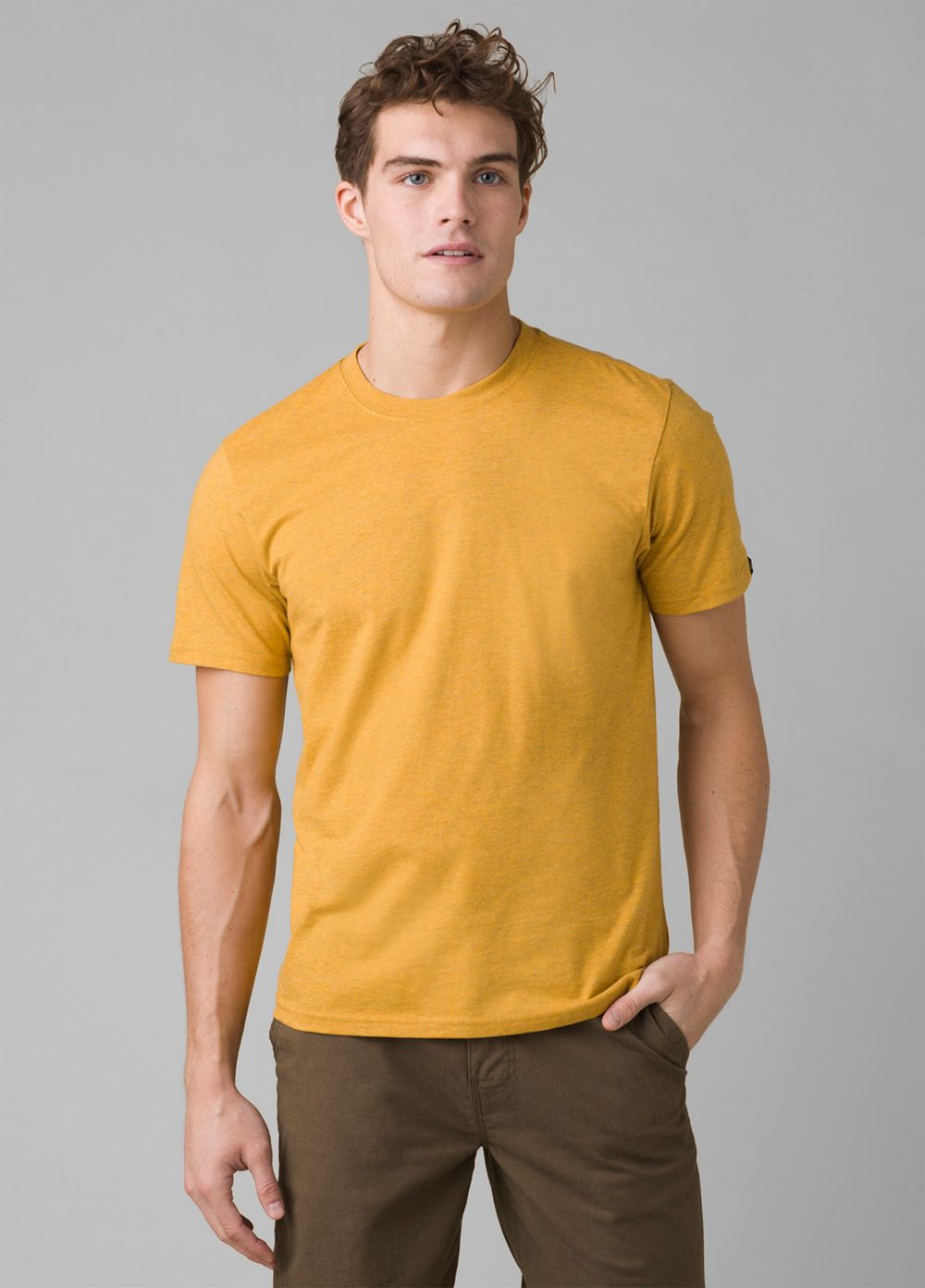 Yellow Men\'s PrAna Crew T-Shirts | VUBLTF425