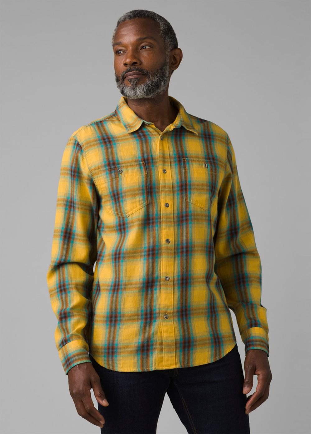 Yellow Men\'s PrAna Dolberg Flannel Shirts | JSCIAE631