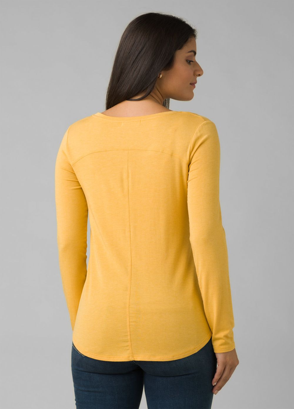 Yellow Women's PrAna Foundation Long Sleeve Crew T-Shirts | WBPQAJ047