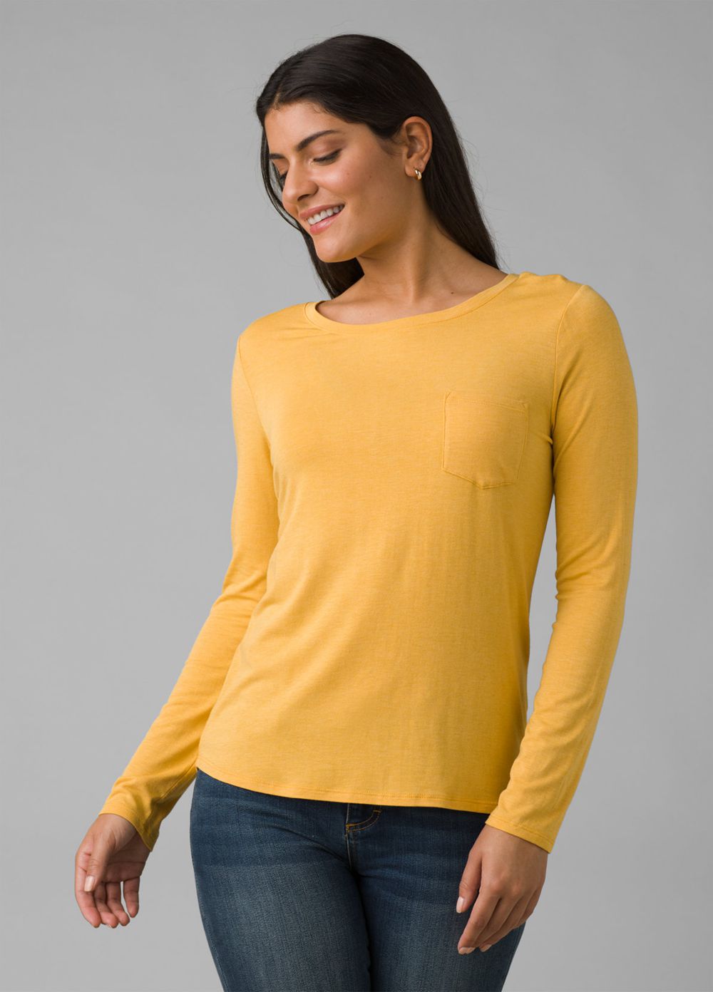 Yellow Women\'s PrAna Foundation Long Sleeve Crew T-Shirts | WBPQAJ047