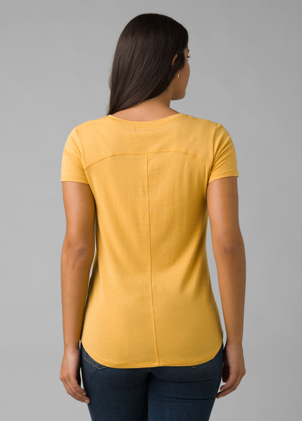 Yellow Women's PrAna Foundation Short Sleeve V-neck T-Shirts | FNWZGT284