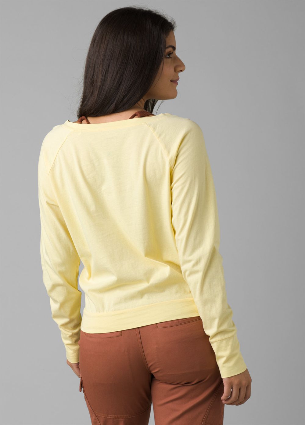 Yellow Women's PrAna Organic Graphic Long Sleeve T-Shirts | QYJWNO219