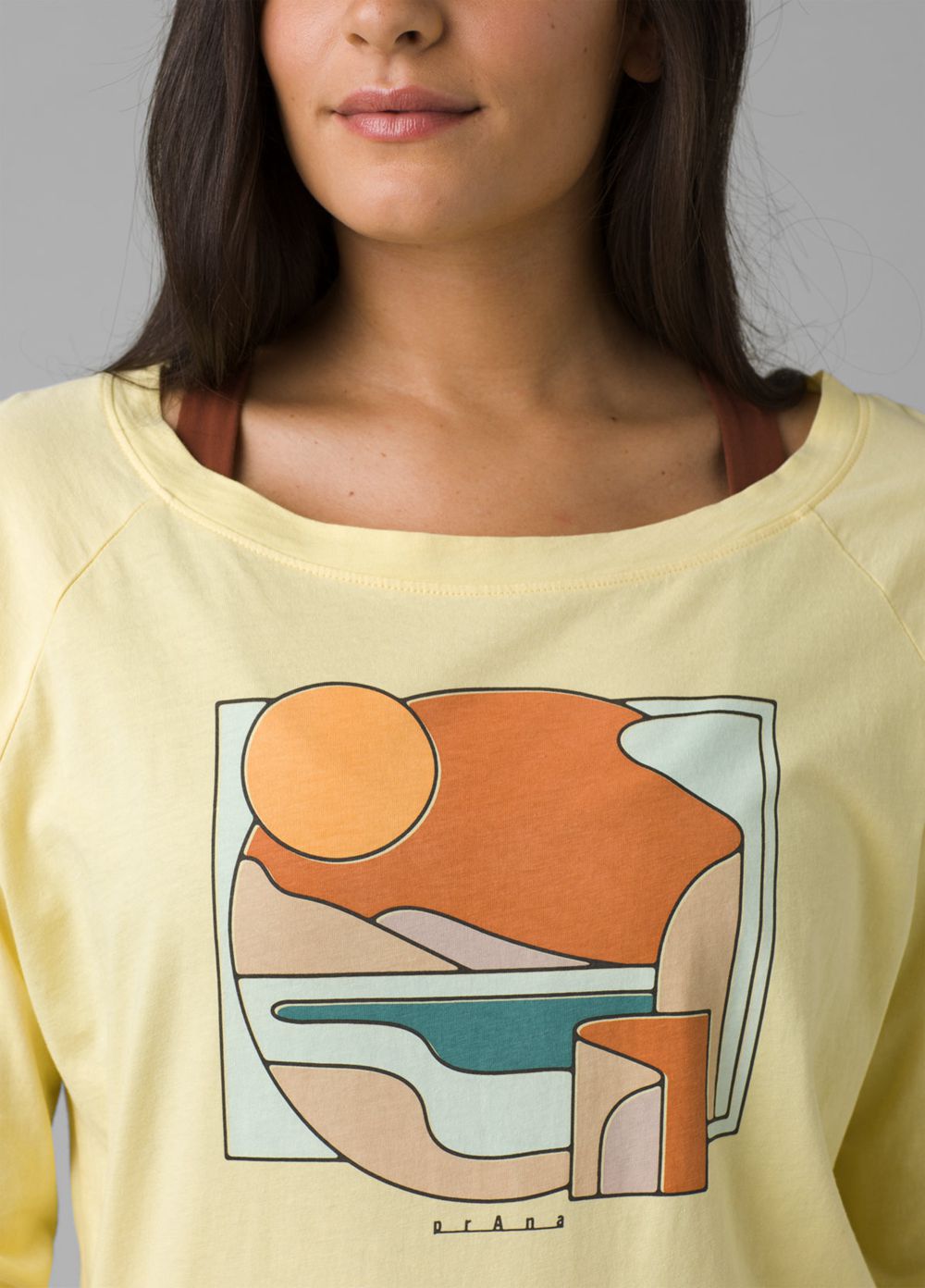 Yellow Women's PrAna Organic Graphic Long Sleeve T-Shirts | QYJWNO219