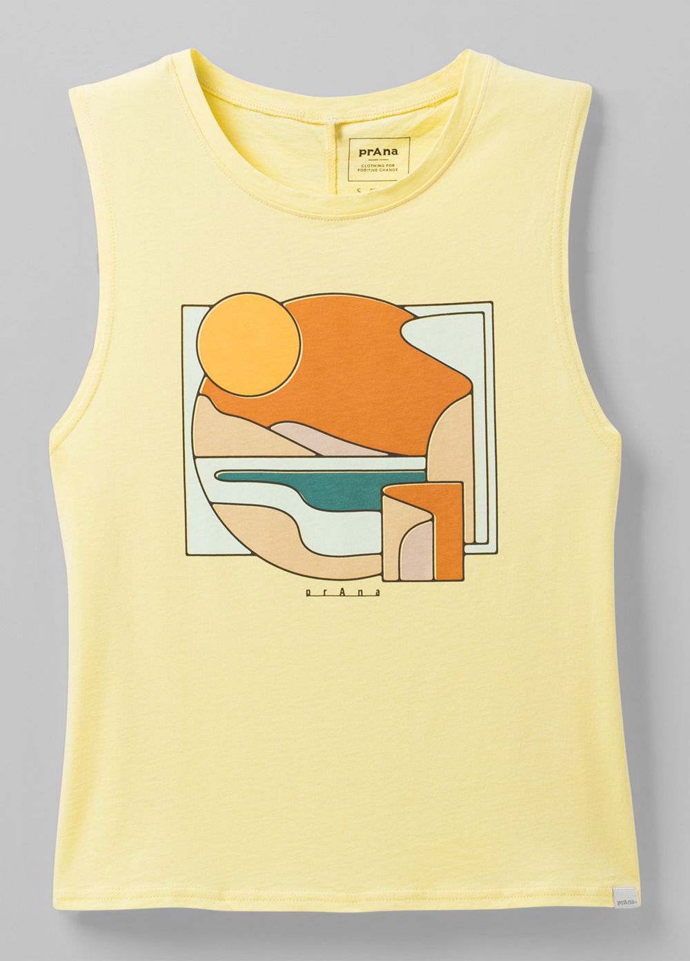 Yellow Women's PrAna Organic Graphic Sleeveless Tank Top | EDBHMA652