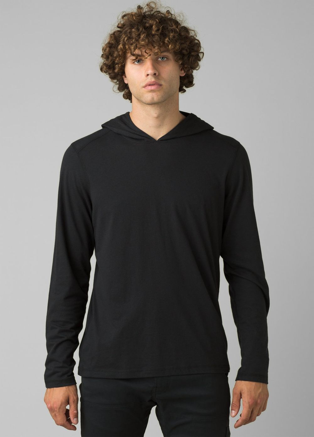 Black Men's PrAna Hooded T-Shirts | RMAVGP817