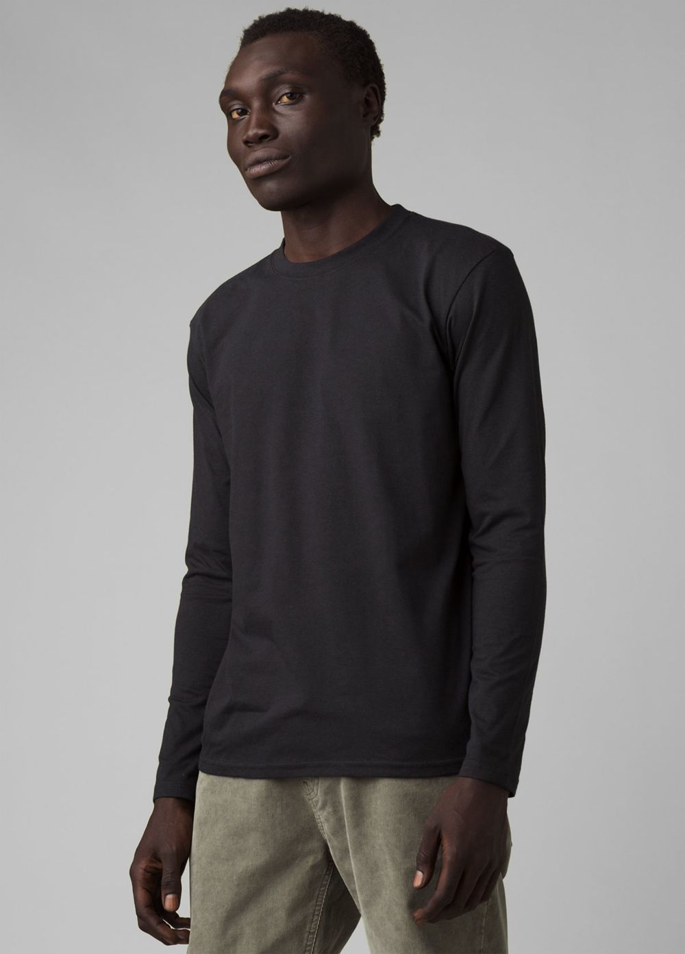 Black Men's PrAna Long Sleeve Tall T-Shirts | MDAVXJ517